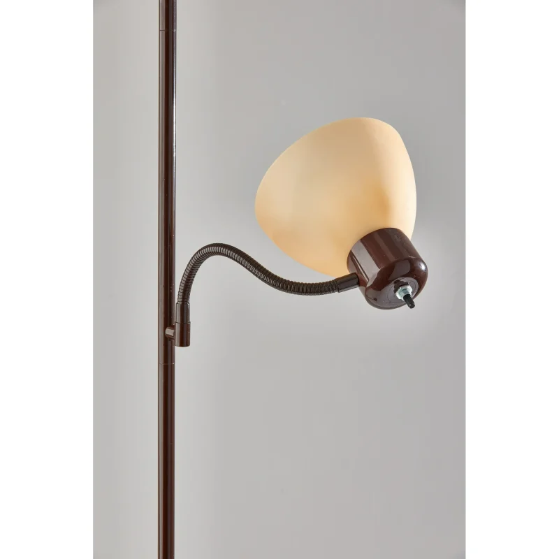Mainstays 72'' Brown Combo Floor Lamp With Reading Lamp, Modern Design