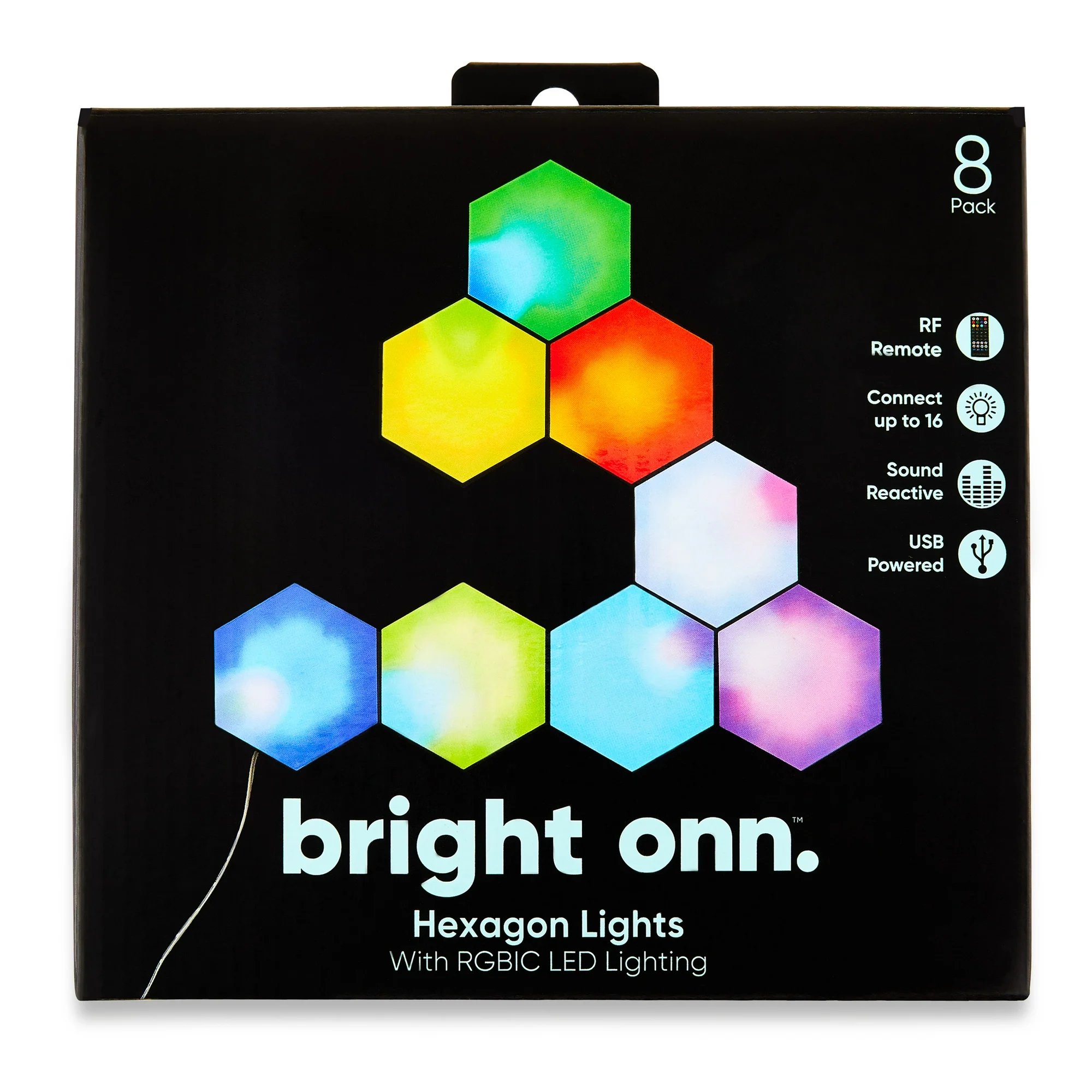 Onn RGBIC Hexagon Lights 8 Count