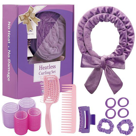 70” Velvet Heatless Curl Set for Long Hair – Purple heatless curl set