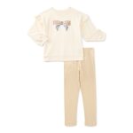 Wonder Nation Little Girls Ruffle Sweatshirt and Legging Outfit Set, Sizes 4-10 - Image 5