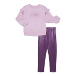 Wonder Nation Little Girls Ruffle Sweatshirt and Legging Outfit Set, Sizes 4-10