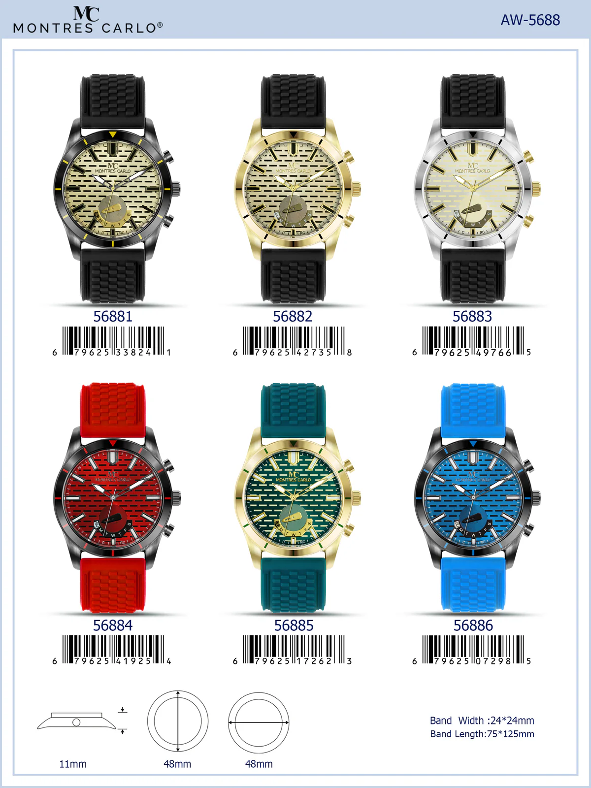 Montres Carlo Silicon Band Watch