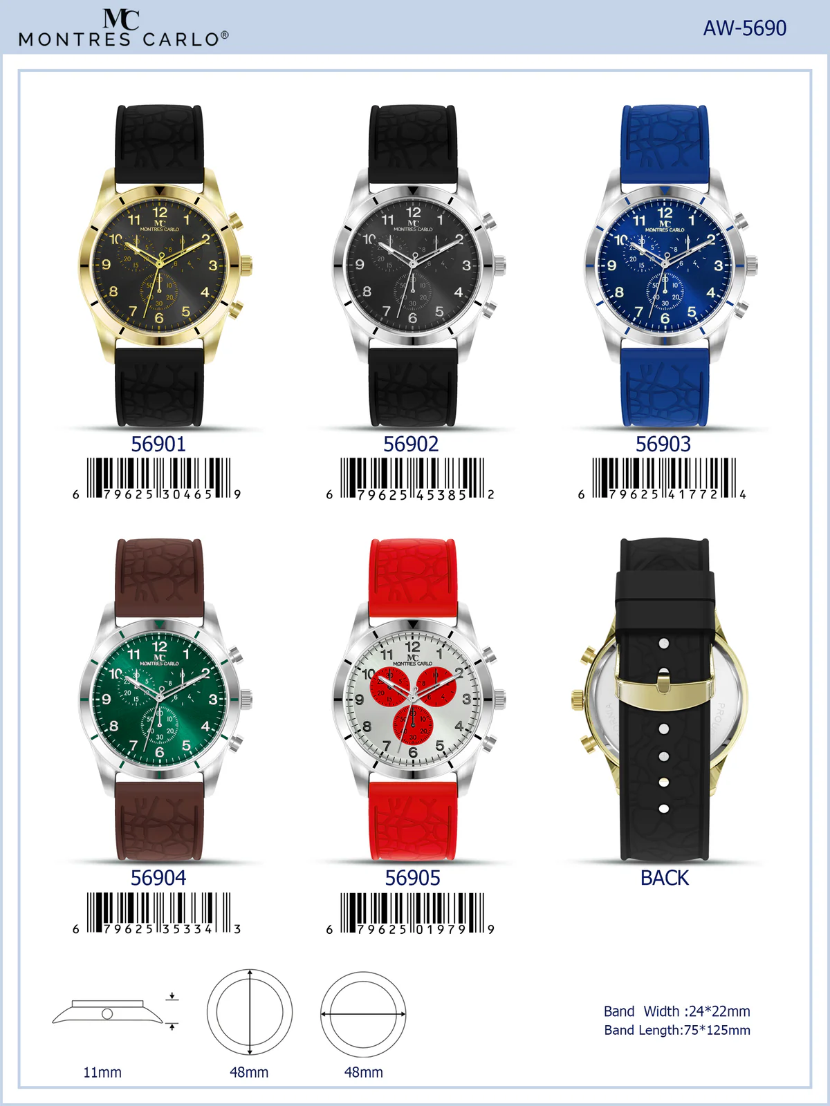 Montres Carlo Silicon Band Watch